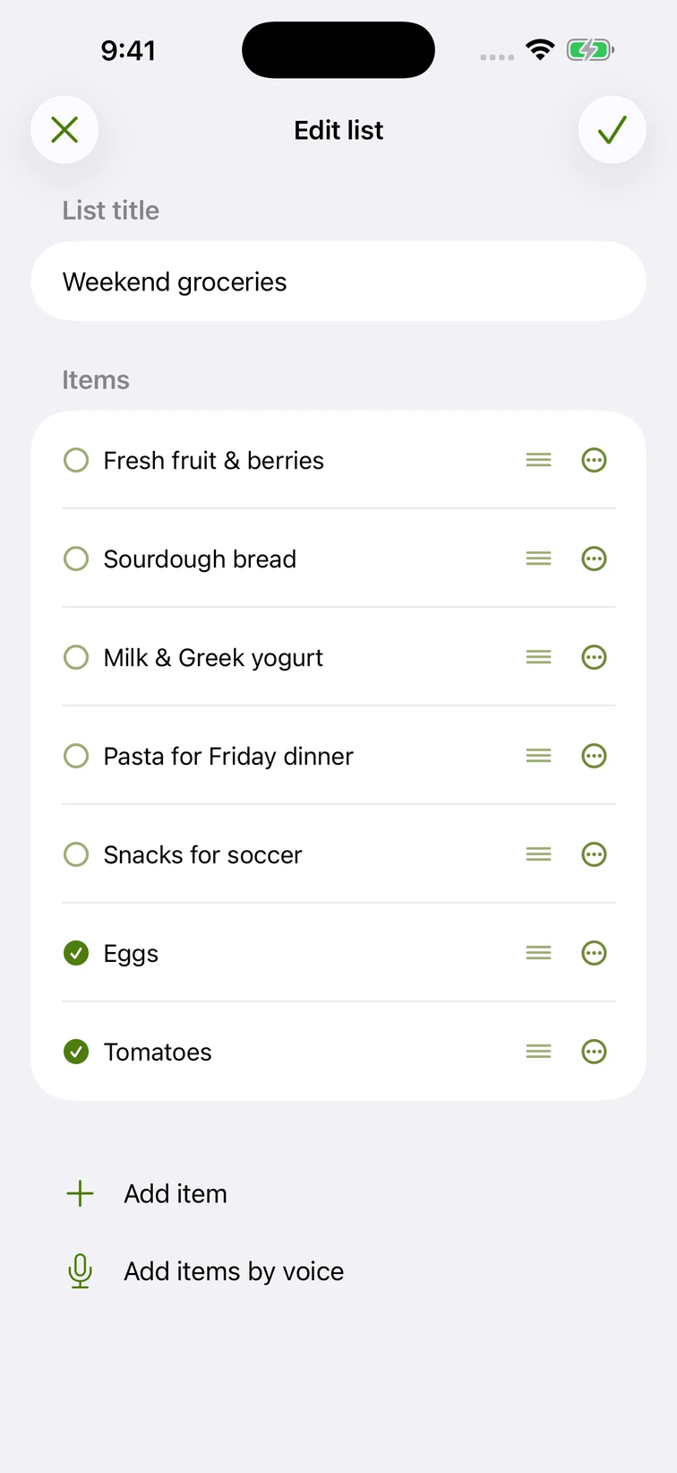 Shared lists and responsibilities in Familia